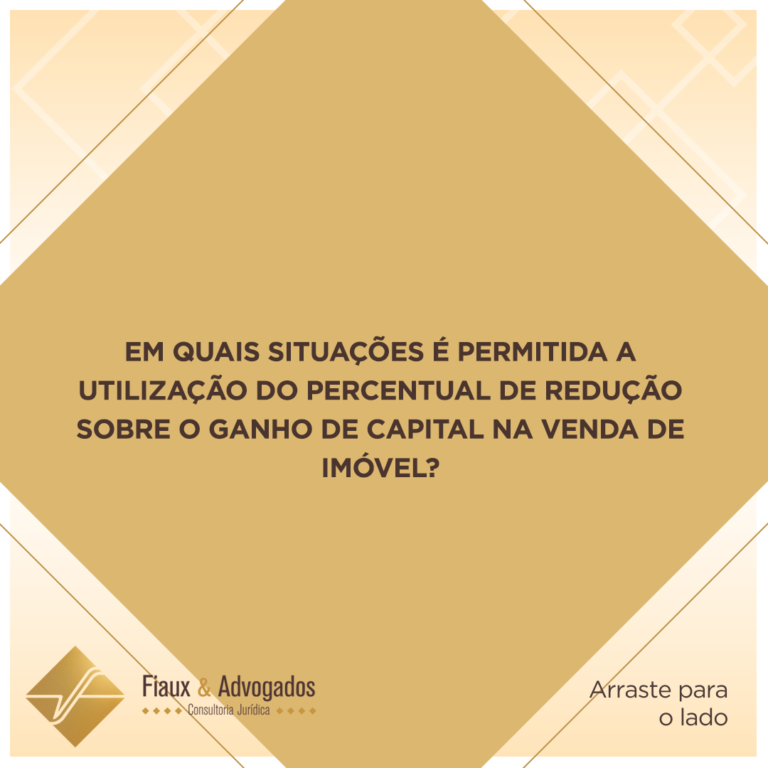 Em quais situações é permitida a utilização do percentual de redução sobre o ganho de capital na venda de imóvel?